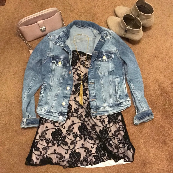 Wet Seal Dresses & Skirts - Black lace and pink strapless dress